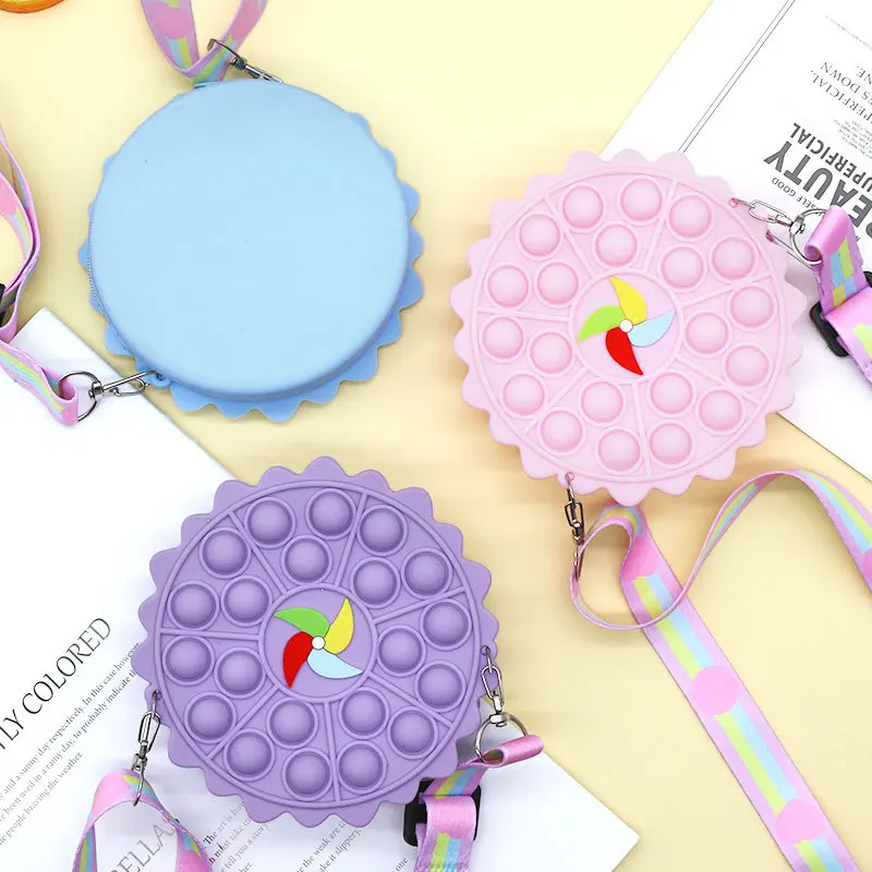 

2022Fashion Pop It Push Bubbles Toy Kawaii Sun Flower Coin Purse Children Wallet Lady Bag Silica Gel Simple Dimple Fidget Toy