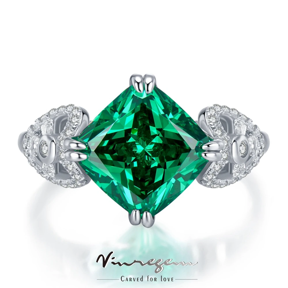 

Vinregem Real 925 Sterling Silver 6CT VVS Tsavorite Synthetic Moissanite Wedding Anniversary Ring for Women Gift Drop Shipping