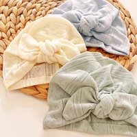 top knotted baby turban infant soft bunny ear elastic beanies caps breathable solid color baby girl bonnet hats for newborn kid