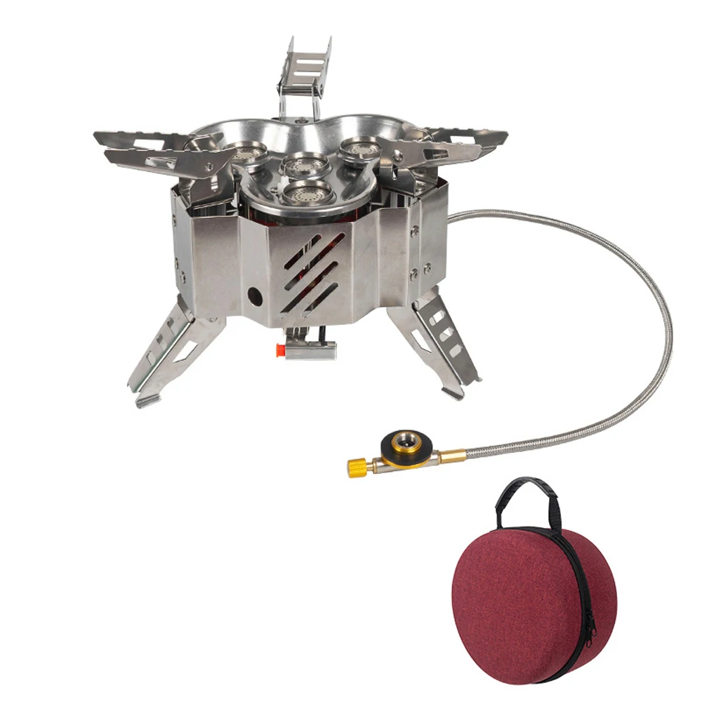 

15800W Metal Stoves Portable Outdoor Camping Picnic Barbecue Furnace Climbing Hiking Picnic Foldable Stoves with Storage Bag