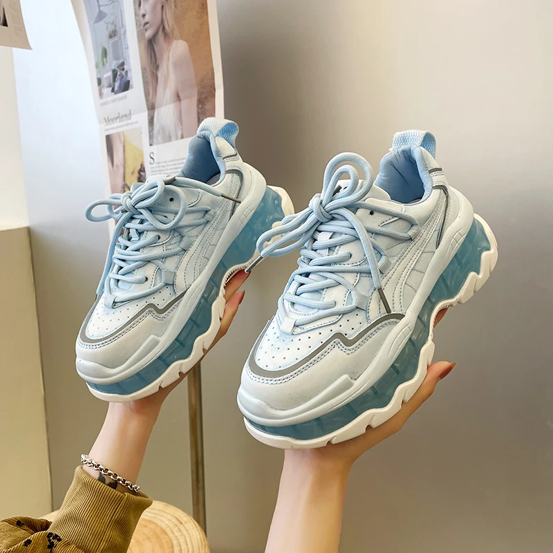 

Женские кроссовки на платформе, прозрачная подошва, амортизирующая подошва, спортивная обувь