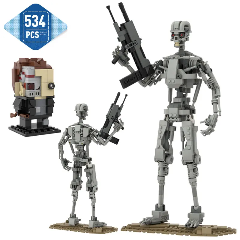 

MOC Battle Terminatored Robot T-800 Model 101 Building Blocks Movies Action Figures Mecha Skeleton Bricks Toys for Children Gift