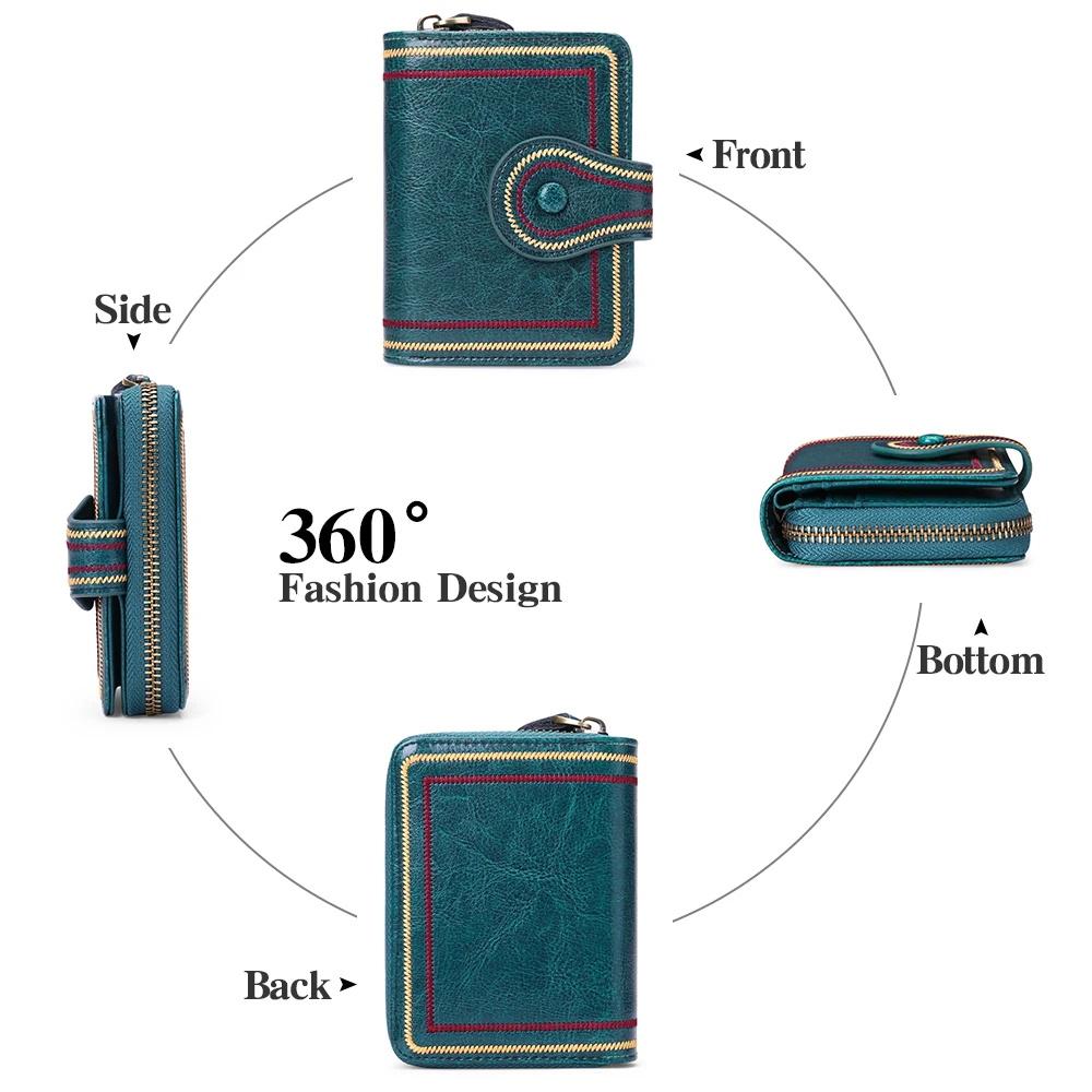 Women Wallet Genuine Leather Small Short Zipper Card Holder Coin Purse Ladies Wallets 2023 RFID Purses For Women's Pocket