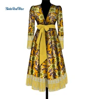 fashion bazin riche tassel coat dress with waist belt african print dresses for women vestidos african ankara clothing wy3370