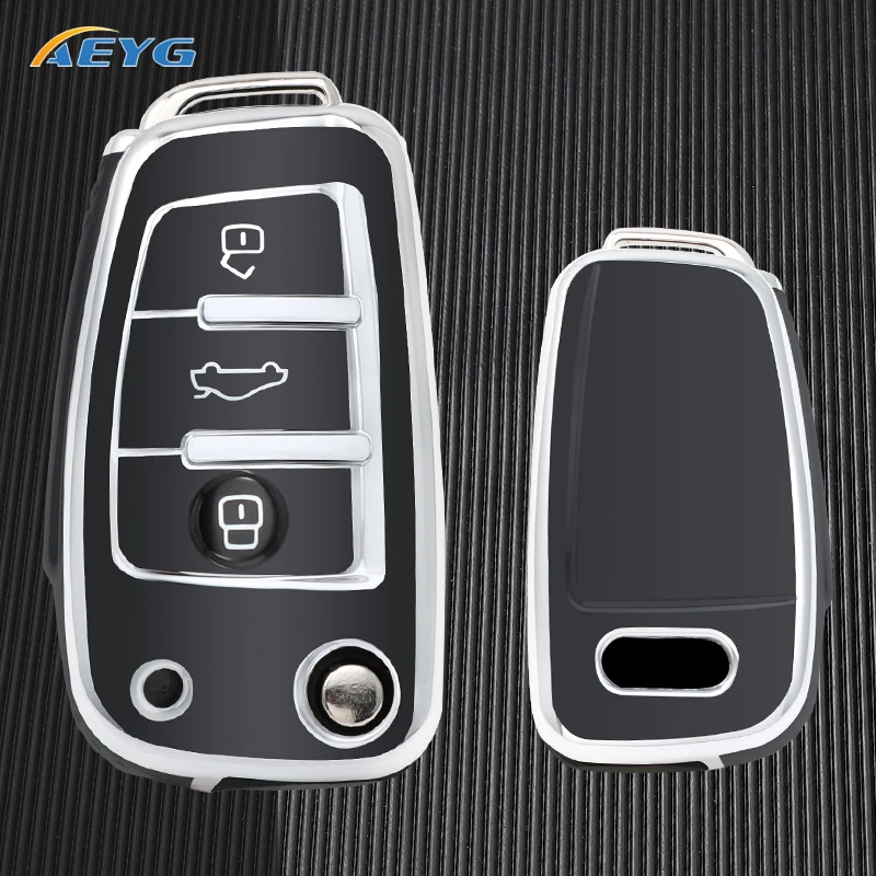 

TPU Car Flip Key Cover Case Shell Fob For Audi A1 A3 8L 8P A4 A5 B6 B7 B8 A6 A7 C5 C6 C7 4F RS3 Q3 Q7 TT 8L 8V S3 S7 S8 R8 Q2