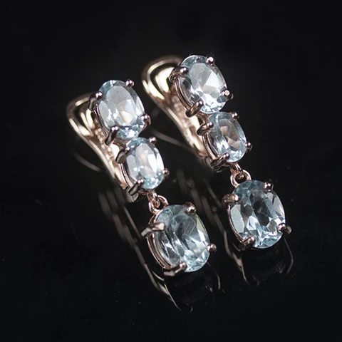 Серьги Bolai из серебра 925 с голубым топазом