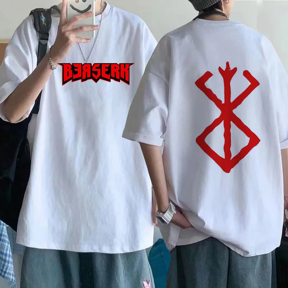 

Крутая хипстерская футболка для мальчиков и девочек с принтом берсерка, забавная Повседневная Мягкая Белая Спортивная футболка с коротким рукавом для мужчин