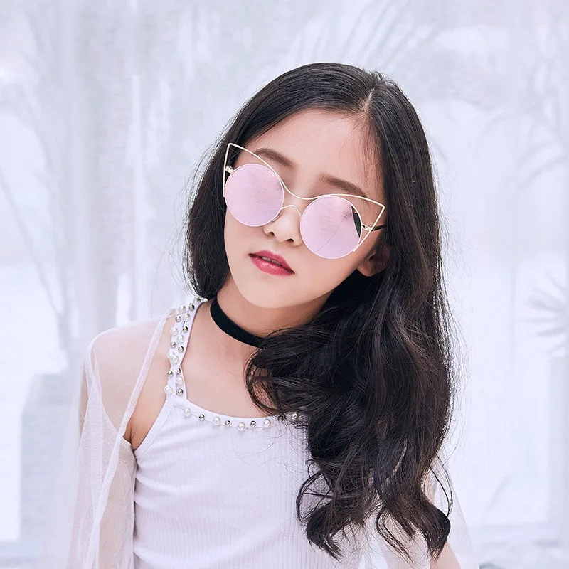 

Летние Новые солнцезащитные очки в металлической оправе кошачий глаз для детей 3-10 лет антибликовые линзы винтажные детские очки для мальчи...