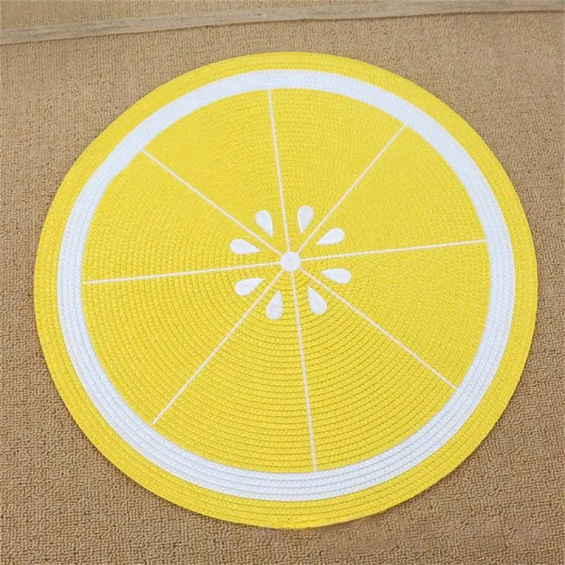 

Modern Simplicity Insulation Pad Woven Round Western Table Mat Watermelon Lemon Heat Insulation Pad Meal Mat