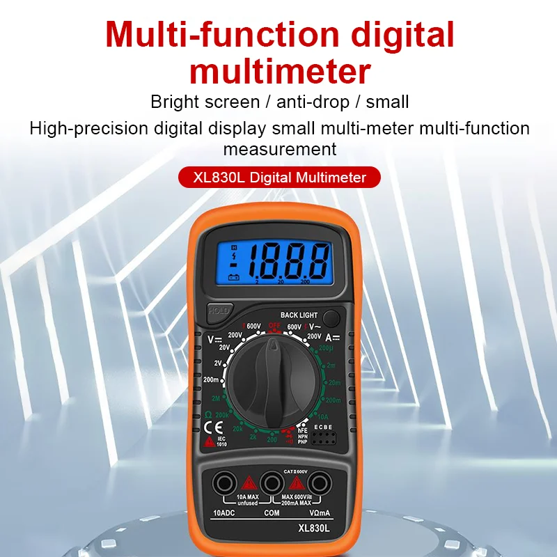 

Portable XL830L Digital Multimeter Tester LCD Backlight 1999 Counts AC/DC Current Voltage Meter Household Instrument Multimetro