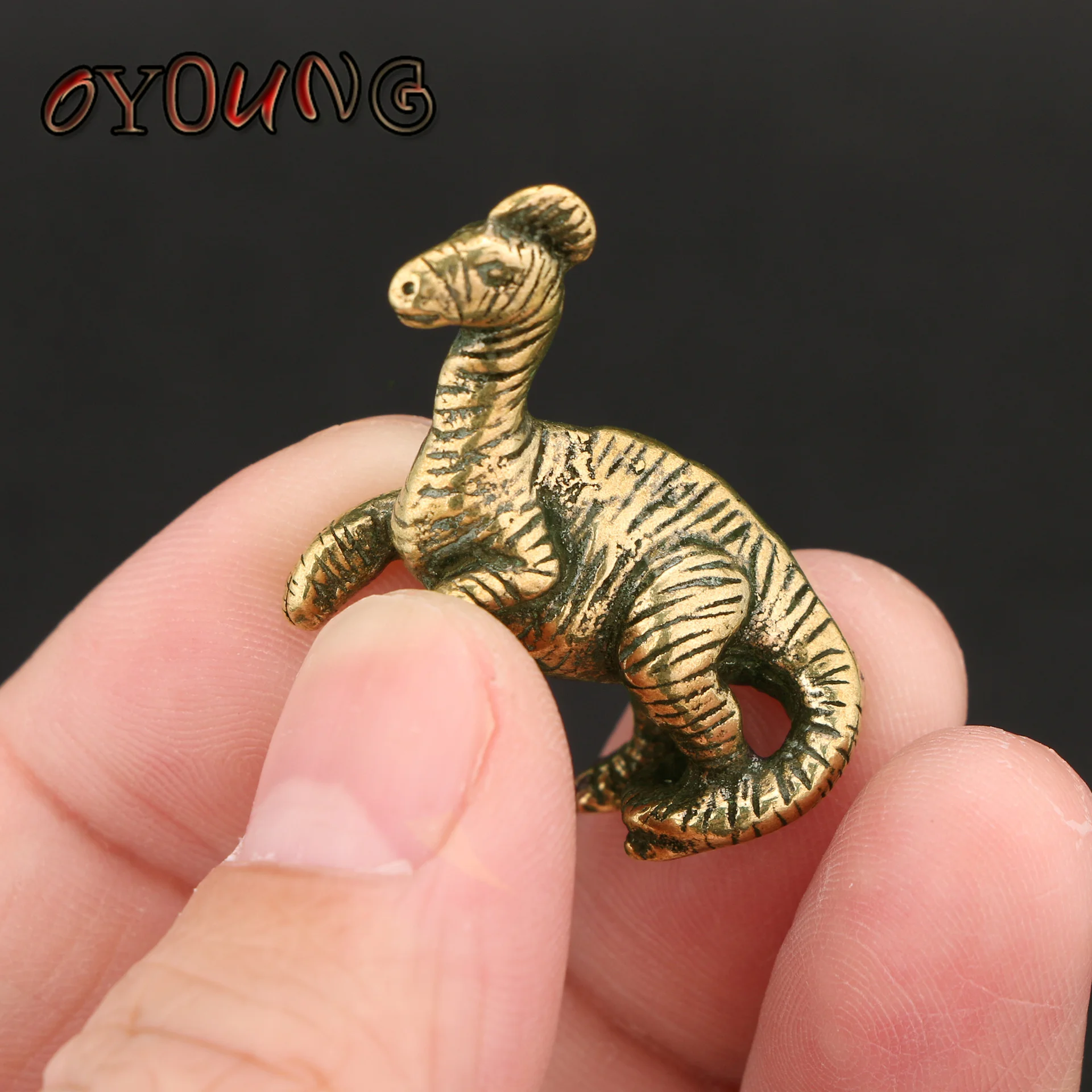 

Solid Brass Jurassic Dinosaur Small Statue Office Desktop Ornaments Tea Pet Crafts Animal Figurines Miniatures Children Toy Gift