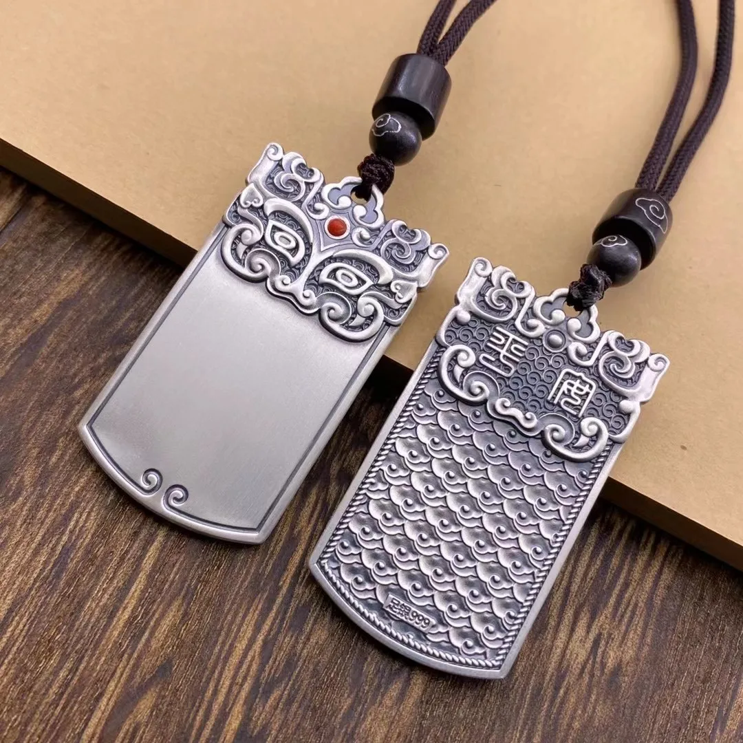 Certified Standard Sterling Silver 999 Glossy Customized Pendants  Jewelry for Men  Women Free Engraving Custom Content