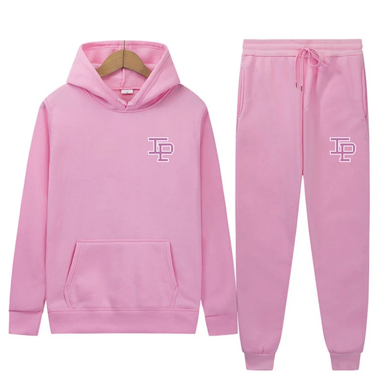 Autumn Hoodie Sets Men Fashion Hoodies Pink Brand Pants Casual Jogger Suit Tracksuit Sweatshirt Woman Pullover chandals hombre