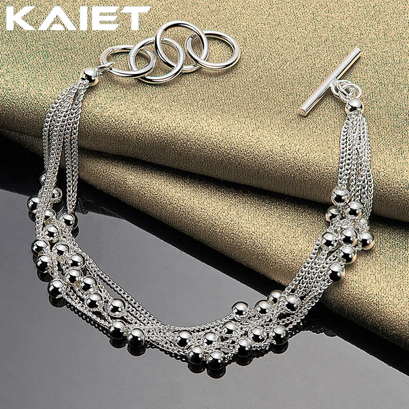 

KAIET Silver Color Smooth Beads Chain Bracelet Jewelry For Women Wedding Party Fashion Charm Accessories