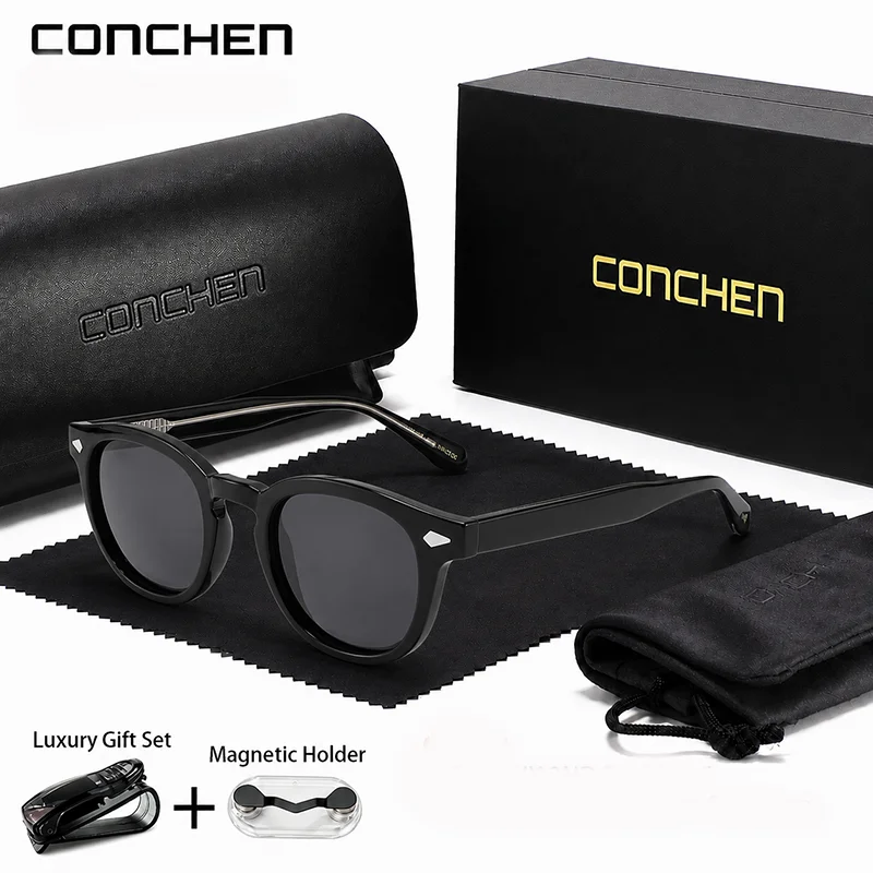 Фото Повседневные круглые солнцезащитные очки CONCHEN унисекс с защитой UV400 для поездок на работу, шопинга, прогулок, путешествий и повседневного ношения на улице. №5