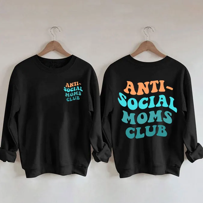 

Anti Social Moms Club Print Women's Cotton Female Cute Long Sleeves Sweatshirt