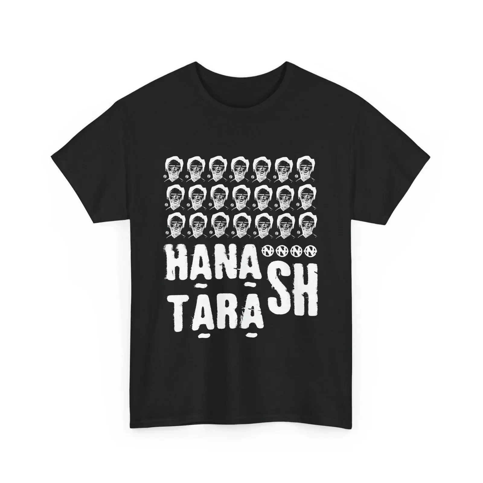 Фото Футболка Hanatarash с крупным принтом Multi Head, японский стиль Noise Boredoms Yamantaka Eye, 8 цветовых вариантов, винтажная, унисекс, универсальная. №1