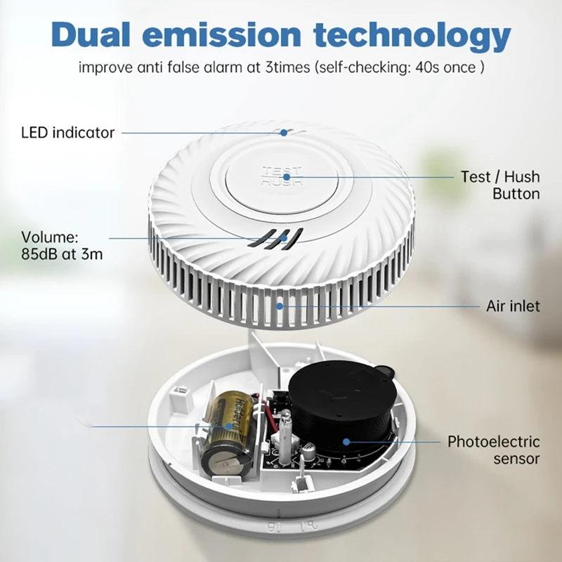 Built-In 10 Year Battery Smoke Detector Wifi Function Tuya Smart Home Parlor Child Room Kitchen Shop Fire Alarm Sensor