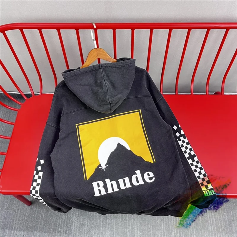 

Vintage Moonlight Rhude Hoodie Hoody Men Women Sunset Printing RHUDE Sweatshirts Washed