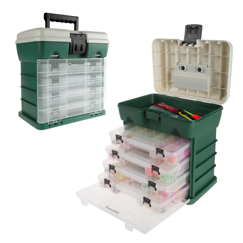 

Plastic 4-Drawer Tackle Box Organizer for Fishing and Crafts, Green