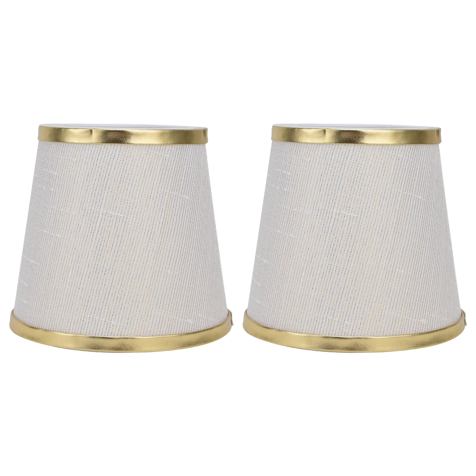 

2PCS Fabric Lampshade European Style Lamp Shade for E14 Screw Chandelier Wall Lamp Beige White Gold Edging