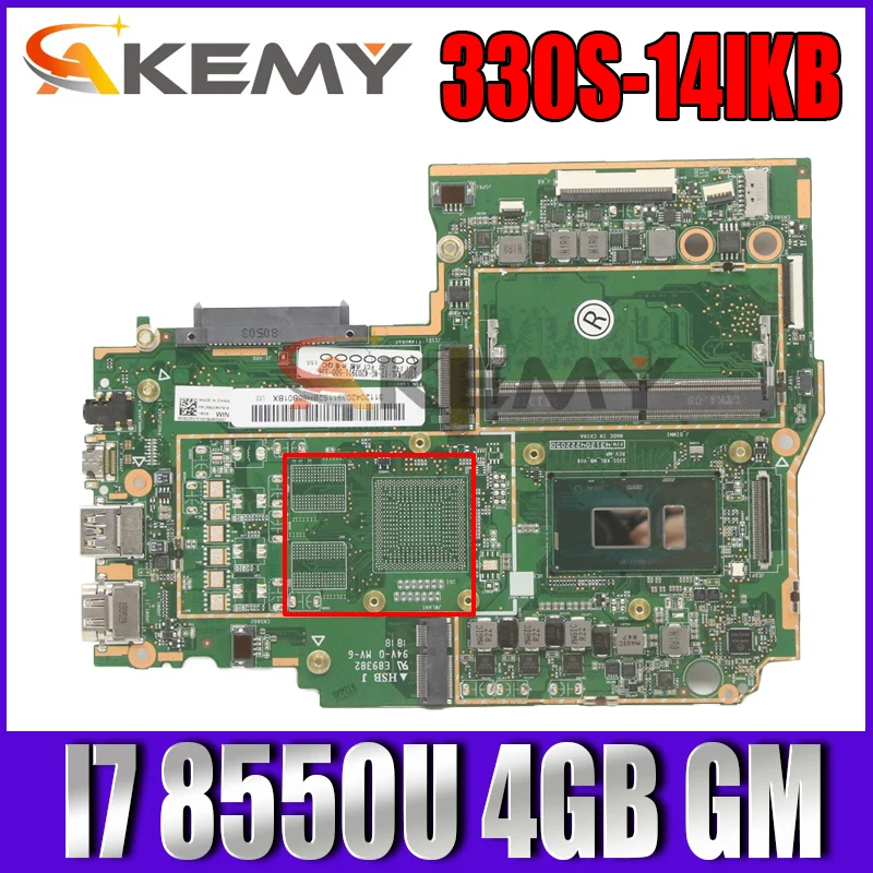 

For lenovo 330S-14IKB Laptop (ideapad) motherboard HSB J MV-6 94V-0 E89382 With CPU I7 8550U 4GB RRAM DDR4 100% Fully Tested