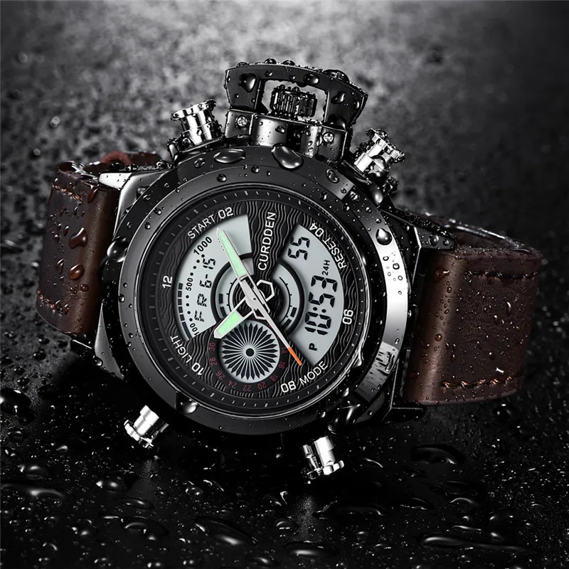 Фото Reloj Hombre, оригинальные брендовые мужские часы CURDDEN, студенческие повседневные спортивные часы с кожаным ремешком, цифровые дизайнерские часы Relogio Masculino 2025 №4