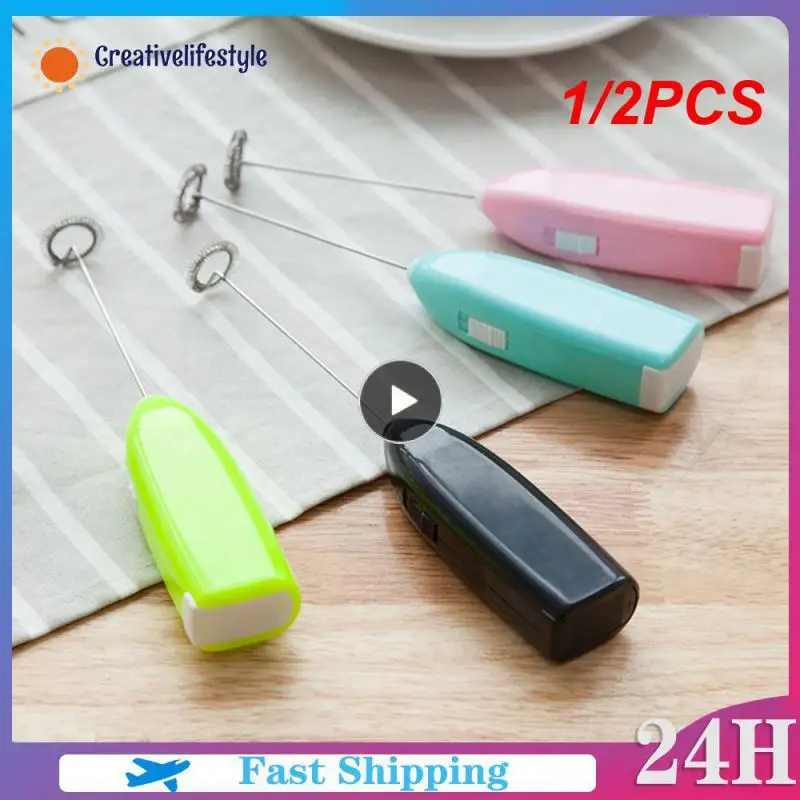 

1/2PCS Milk Drink Coffee Whisk Stirrer Mini Milk Frother Mixer Stainless Steel Electric Home Kitchen Egg Beater for Kitchen