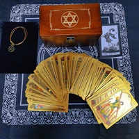 six pointed star divination tarot card wooden box gift box pvc gold leaf table game prediction set luxury waterproof belt manual