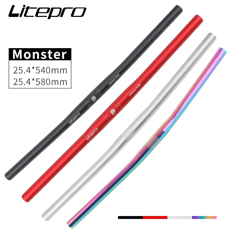 

Litepro Monster Folding Bike Horizontal Handlebar 25.4*540/580mm Aluminium Alloy Ultra Light Handlebars Iamok Bicycle Parts