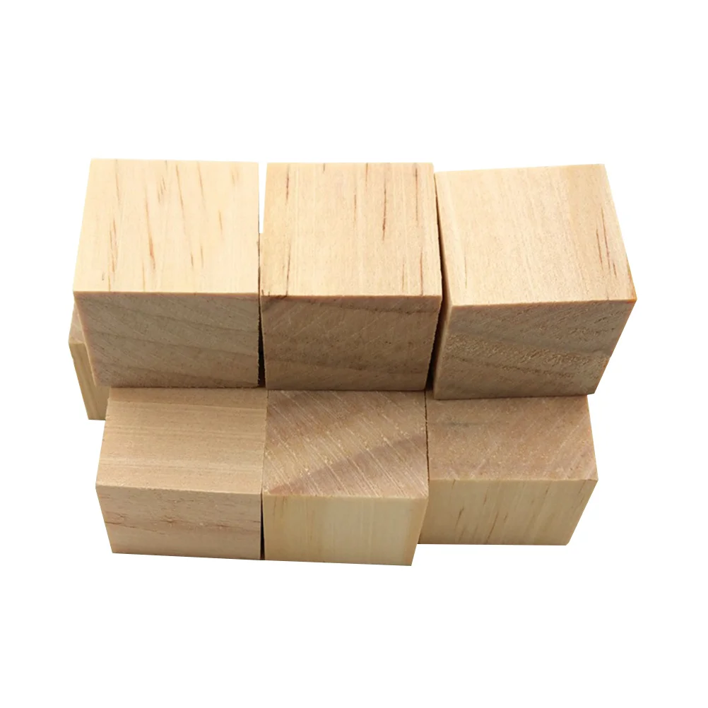 

10/20/30mm Natural Wooden Square Cubes Unfinished Pine Blocks DIY Craft Embellishment Making Material