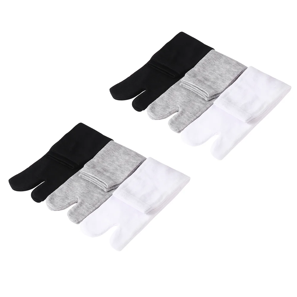 

6 Pairs Tabi Socks Universal Cotton Stockings Anti-skidding Non-slip Two-Toe Two-finger Men Women Orthopedic Slippers