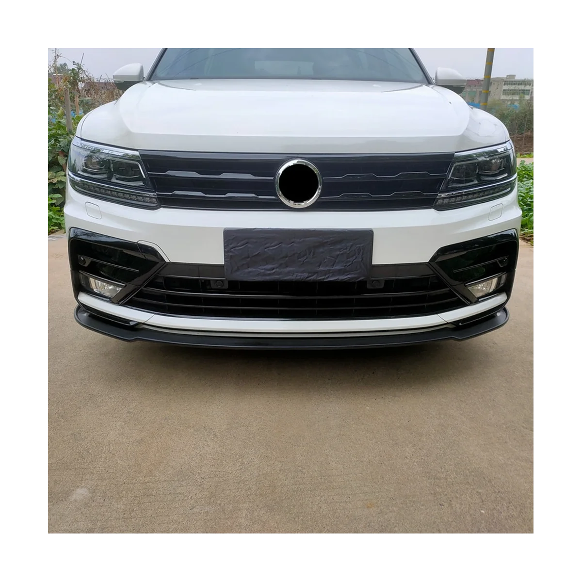 

Car Glossy Black Under Front Center Grille Grill Moulding Strips Fog Light Cover Trim