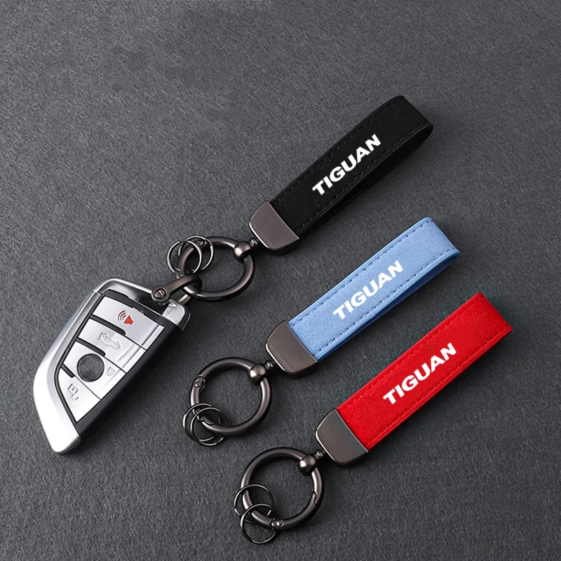 

Leather Car Keychain Creative DIY Keyring Auto Vehicle KeyChain For VW Tiguan mk1 mk2 5N 2 R 2021 2020 2019 2018 - 2009 2008