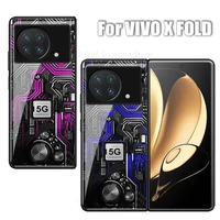 for vivo x fold 5g tempered glass flip phone case for vivo x fold ultra slim phone cover for v2178a 5g circuit pattern back case