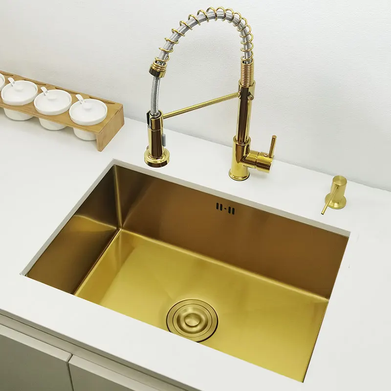 

Sink 304 Stainless Steel sinks Above Counter or Undermount Installation Single Basin Bar Sink Golden Washing Basin