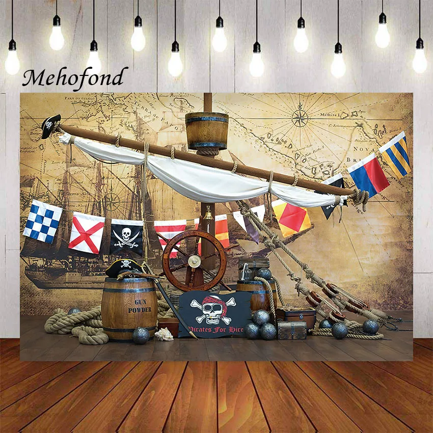 

Mehofond Photography Background Pirate Nautical Treasure Adventure Map Kids Boys Birthday Party Decoration Backdrop Photo Studio