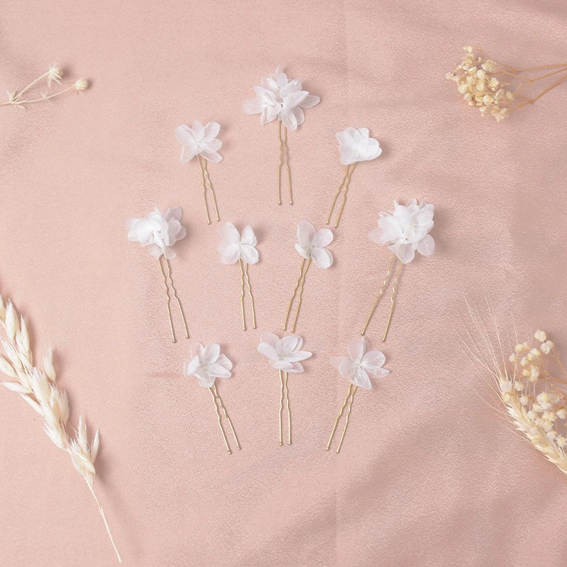 

Handmade Bohemian Style Wedding Supplies Romantic Country Bride Headdress White Hydrangea Dried Flower Hairpin Bridesmaid Girls