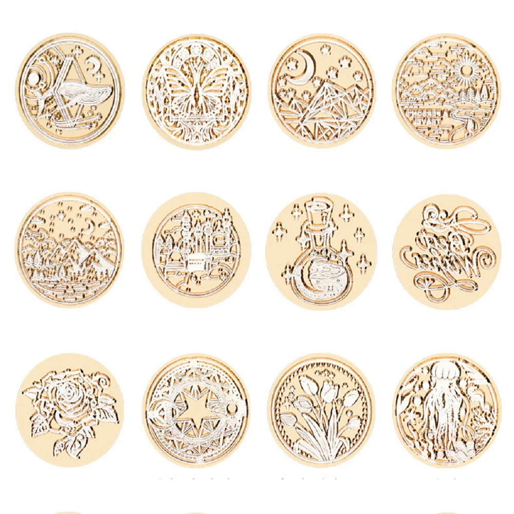 

Wax Seal Stamp Retro Star Sky Lotus Rose Pattern Sealing Wax Stamp Replace Head Flowers Leaf Decorate Gift HCZ001