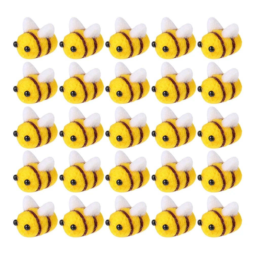 

25 Pcs Wool Felt DIY Bees Small Bee Craft Decorations Mini Felt Bees for Clothes