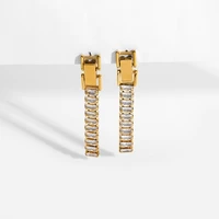 2022 trending jewelry zircon tassel drop earrings gold color plated stainless steel earrings jewelry studs drop earrings gifts