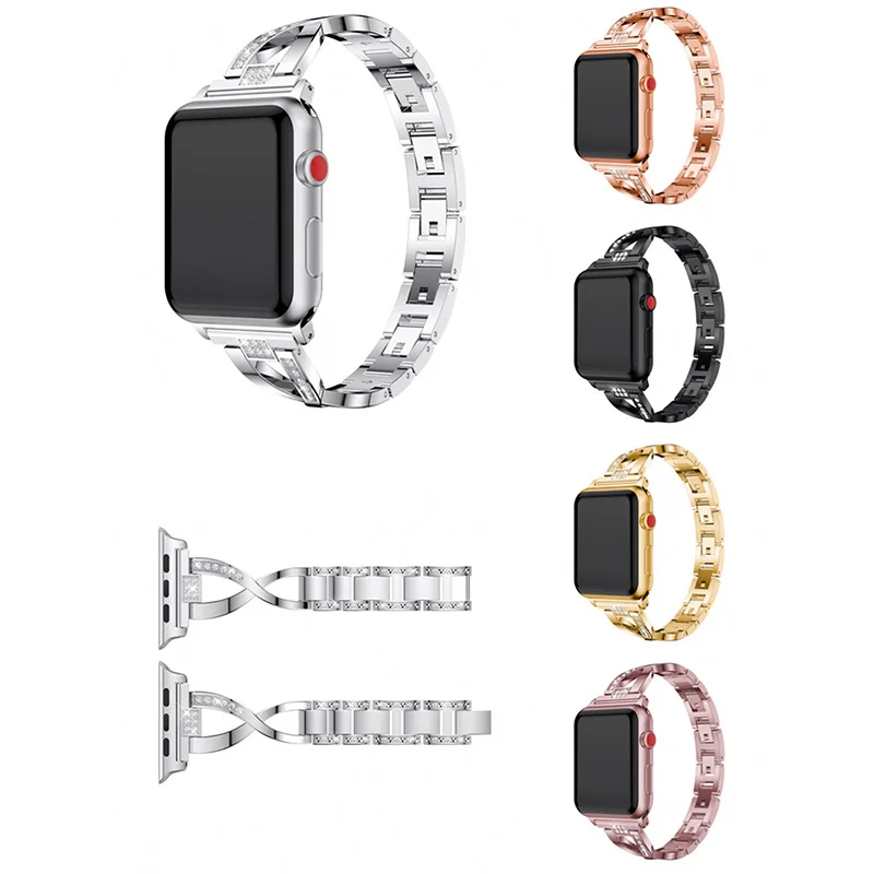 

For Apple iwatch 7 watch strap for Apple Watch 42mm 44mm 41mm 45mm 40mm 38mm X-shaped diamond bracelet iWatch SE 7/6/5/4/3/2/1