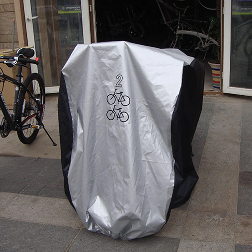 

Waterproof Bike Cover Double 2 Cycle Scooter Rain and Dust Resistant UV Protection for Bikes(Silver and Black,M, Two Bikes)