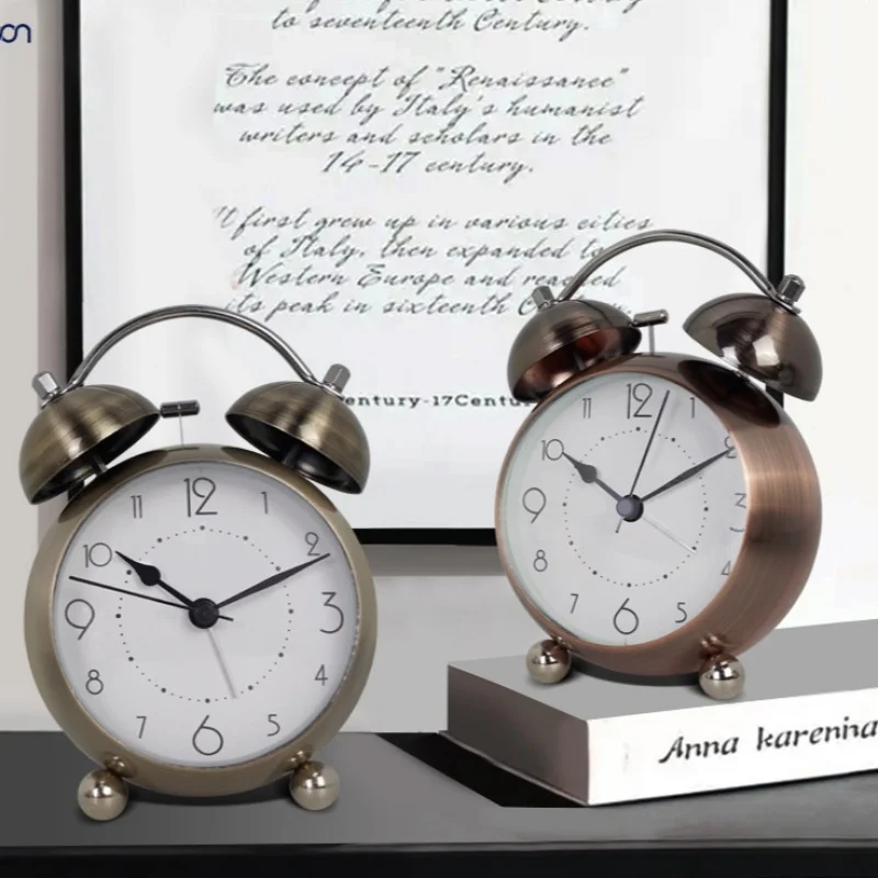 

Homhi Metal Alarm Clock European-Style Retro Living Room Decoration Horloge Reloj Despertador Gold Desk Clock HSZ-502