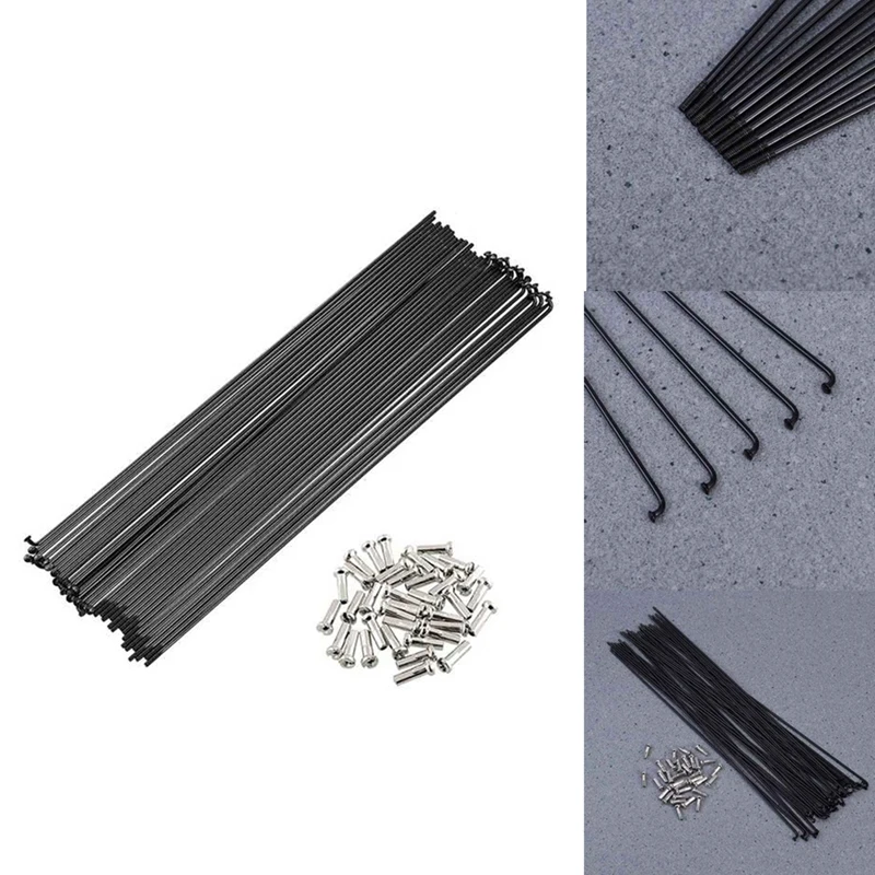 

36 PCS Bicycle Spokes Wire For Mountain/Road Bike Round Steel Spokes 14G With Copper Cap
