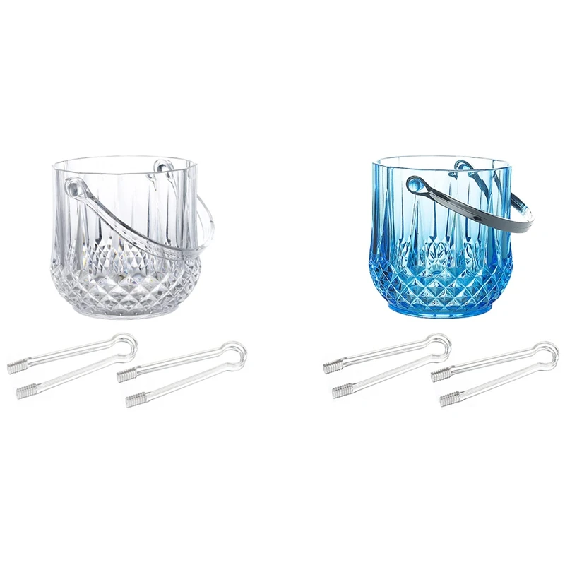 

LJL-Ice Bucket Plastic Ice Bucket With Handle Acrylic Transparent Champagne Beer Wine Ice Bucket For Home