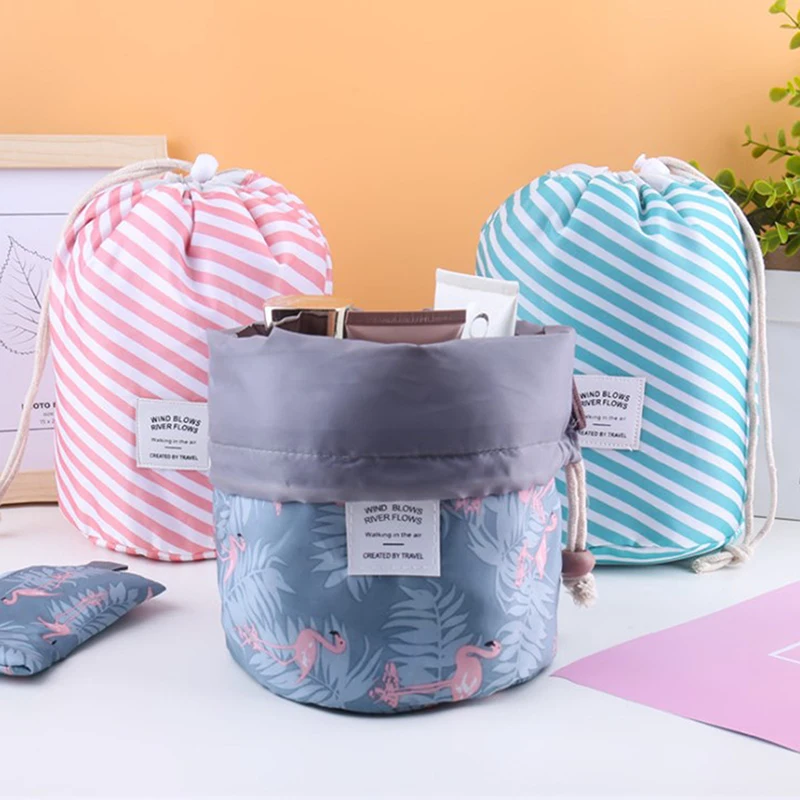 

Портативная дорожная косметичка из ткани «Оксфорд», водонепроницаемая женская сумка-ведро, косметичка в виде цилиндра