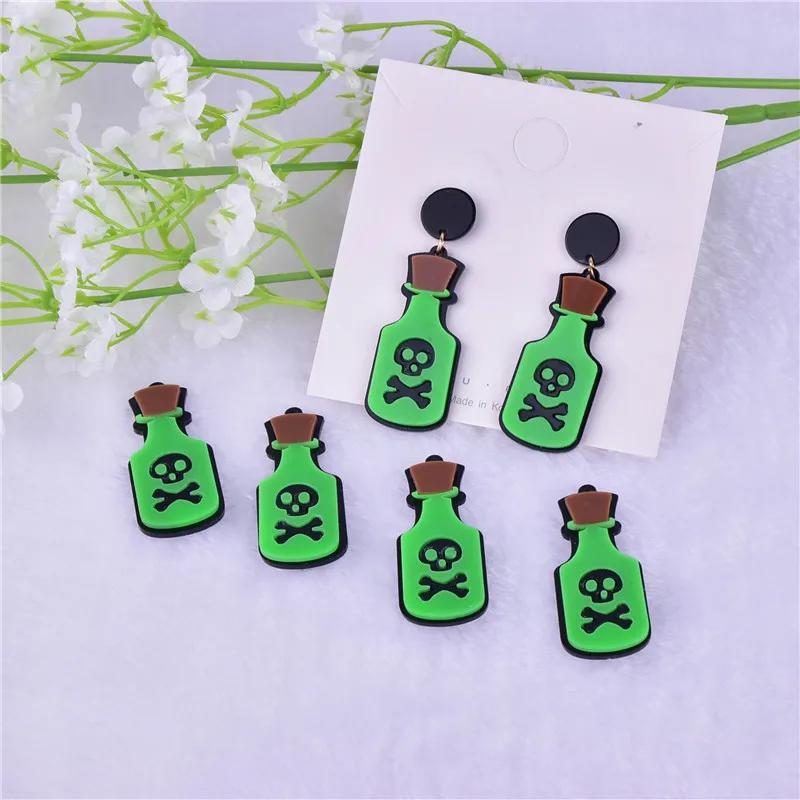 10 шт./упак. ядовитая бутылка Череп акриловые подвески серьги брелок ожерелье