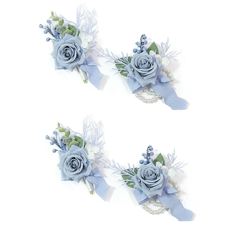 

4 PCS Corsage Decorative Accessories Prom Artificial Flower Wrist Corsage Bracelets