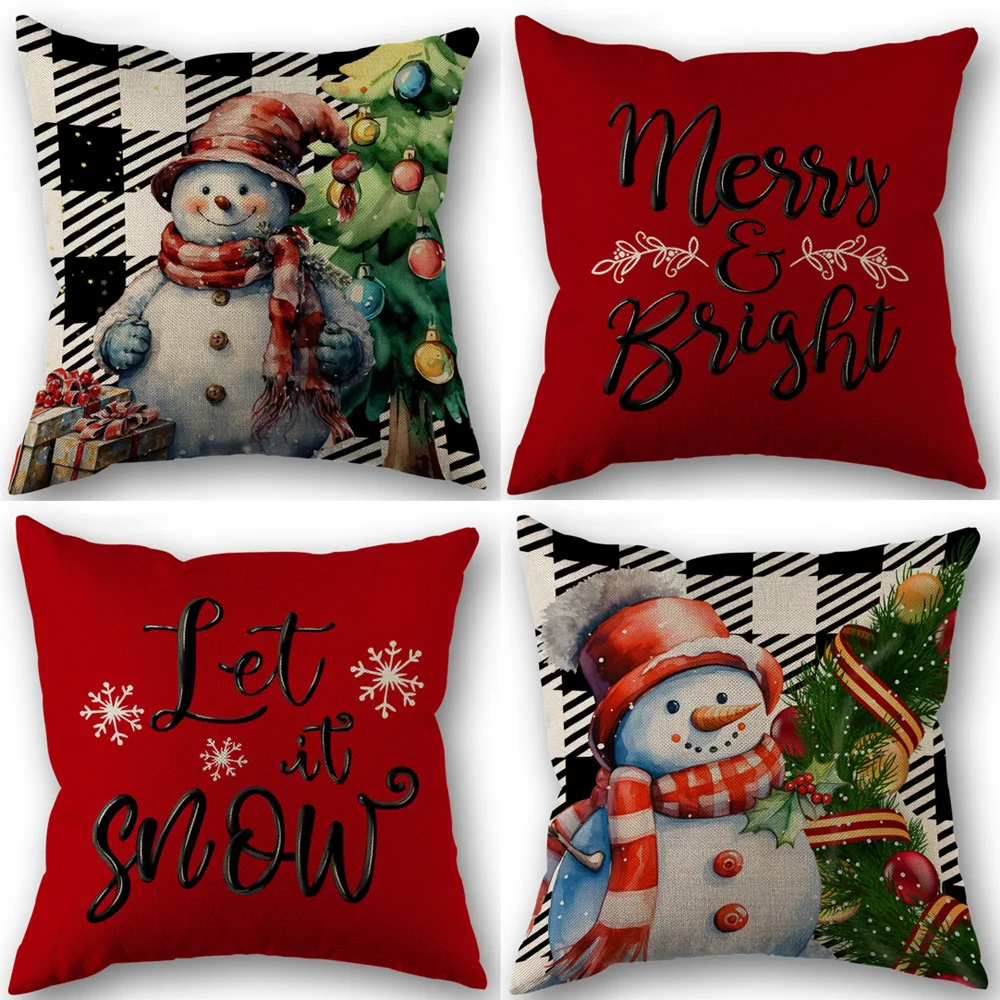 Рождественские Тематические Наволочки 45x45 См С Молнией Льняные Квадратные